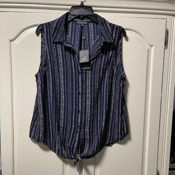Adrianna Papell  Sleeveless Top Navy Blue Size L/NWT - Picture 1 of 5